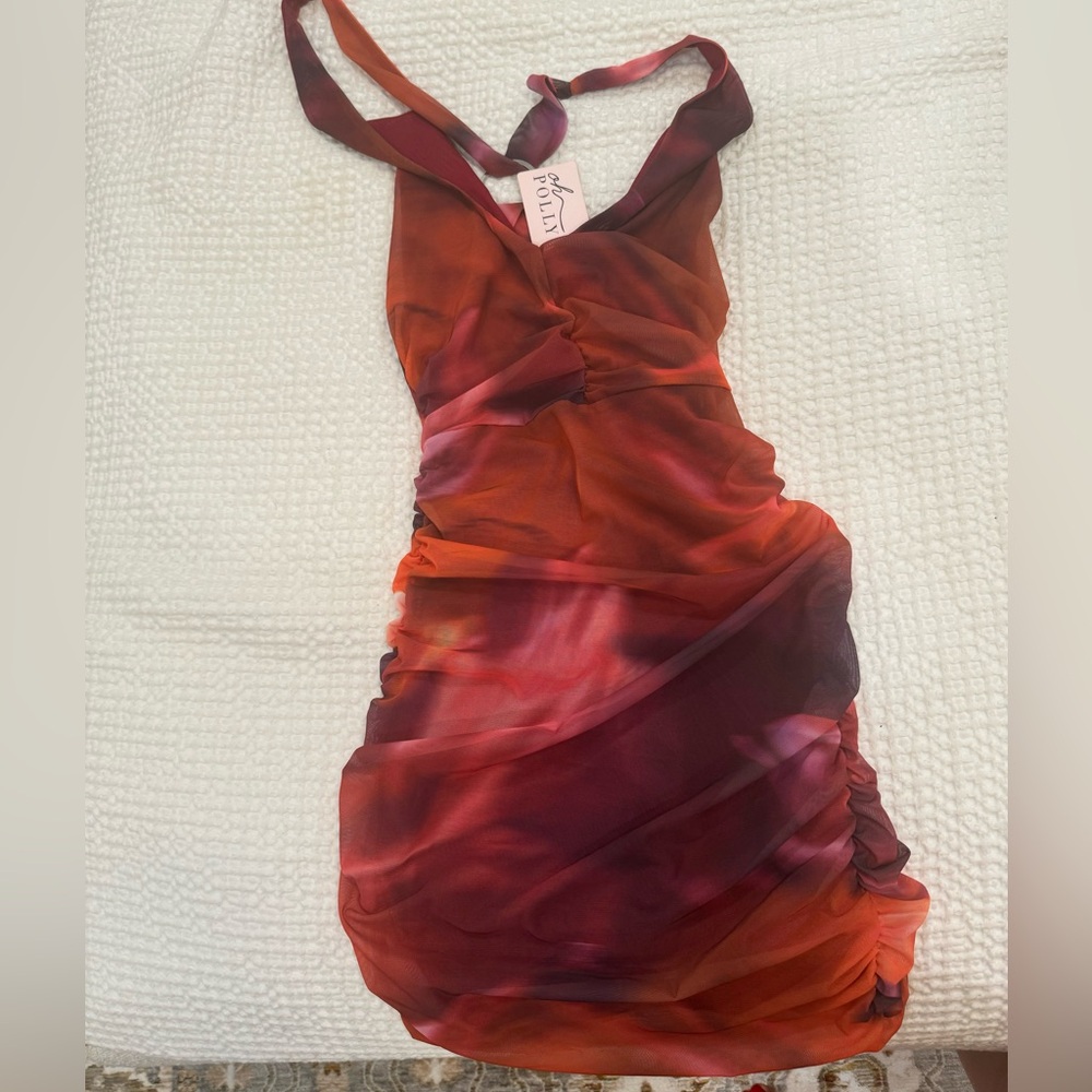 Oh Polly Pink and Red Halter Dress